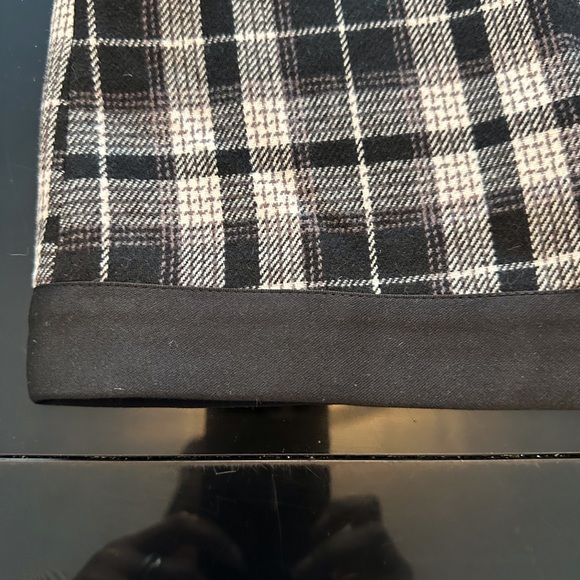 Black & White Plaid Maxi Coat | Double-Breasted, Knit Cuffs, Chic & Timeless - Picture 8 of 9